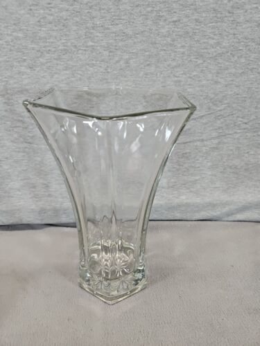 Vintage Glass Vase INDIANA HOOSIER 4041 Hexagon Clear Vase 10 Inches Tall (B13) - $12.87