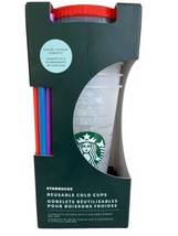 Starbucks Reusable Cold Cups Color Changing Confetti Summer 2021 Set of 5 New - £25.81 GBP