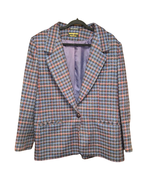 Collectible Gold Giorgio Sant Angelo Womens Size 14 Blazer Plaid Wool Bl... - $22.73