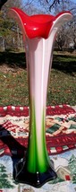 Red Jack in the Pulpit Calla Lilly Tall Decorative Vase Murano Style 12&quot; Tall - £31.23 GBP