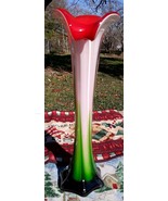 Red Jack in the Pulpit Calla Lilly Tall Decorative Vase Murano Style 12&quot;... - £31.44 GBP