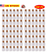 100 PCS Small Bottles 1ml 13x18mm Clear Cork Vials Glass Bottles Wishing... - $9.89