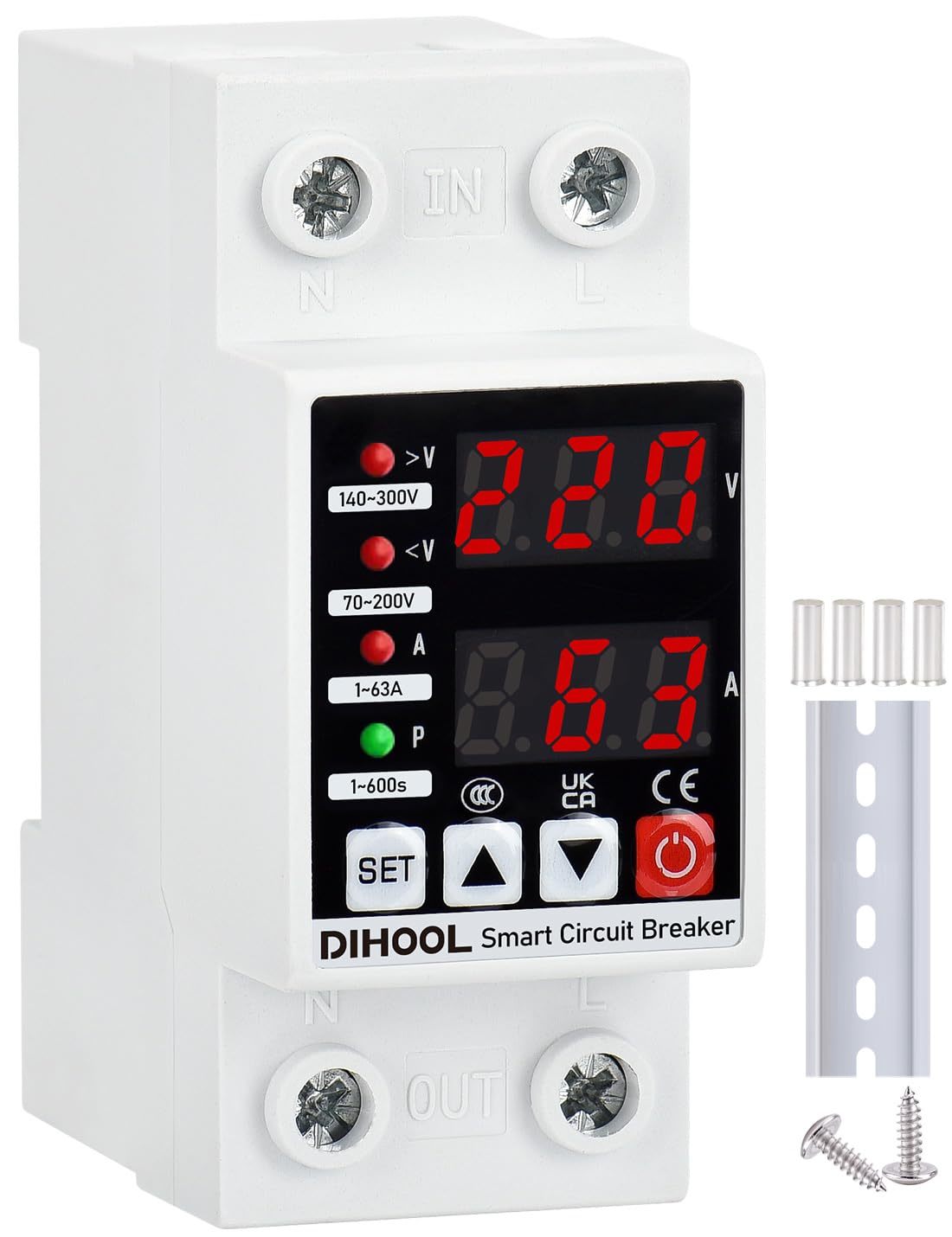 Dihool Low Voltage Cutoff Protector 1~60 Amp Current Adjustable Ac Disco... - $26.90