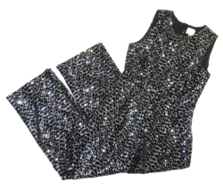 NWT Sezane Vani Jumpsuit in Noir Black Sequin Back Cutout One-Piece 44 /... - $188.10