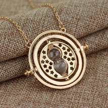 Time Turner Spin Necklace • Time Travel Magical Hourglass Rotating Pendant • Wit - £13.70 GBP