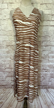 A New Day Womens XS Midi Slip Dress Zebra Print Sleeveless Brown Ivory S... - $23.20