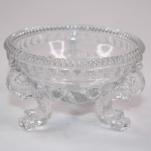 VINTAGE WHITE IRIDESCENT LUSTRE CARNIVAL CLEAR GLASS FOOTED BOWL OR DISH - $5.94