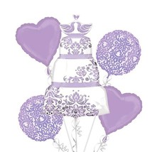 Wedding Bridal Lavender Balloon Bouquet Foil Mylars Party Decorations 5 Piece Ne - £4.77 GBP