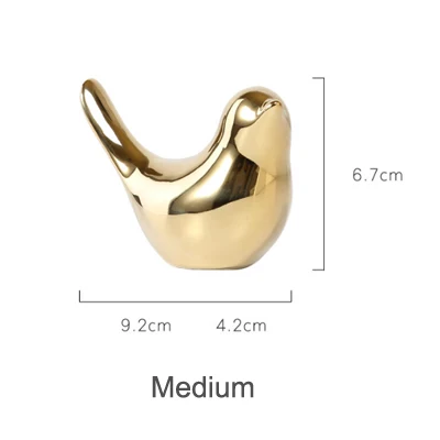Bird Figurine 4 Sizes Nordic Ceramic Gold Animal Statue Jewelry Home M - $9.48