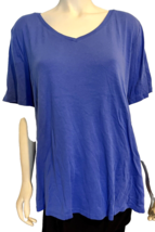 Talbots Woman Blue V Neck Short Sleeve T Shirt Size 3X - £15.14 GBP