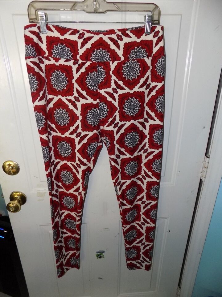 LuLaRoe Blue Flower w/Red and White Leggings and similar items