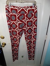 LuLaRoe Blue Flower w/Red and White Leggings Size Tall and Curvy Women&#39;s NWOT - £16.07 GBP