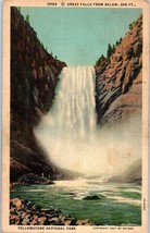 Great Falls From Below Yellowstone National Park Montana Postcard Posted 1940 - £7.56 GBP