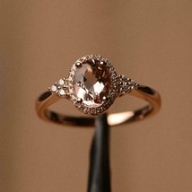 2.50 Ct Oval Cut CZ Peach Morganite Engagement Ring 14k Rose Gold Plated - £93.41 GBP