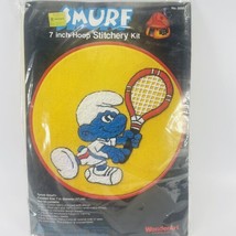 WonderArt Smurf Playing Tennis 7 Inch Hoop Stitchery Embroidery Kit Crewel - £10.80 GBP