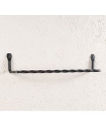 16&quot; TWISTED WROUGHT IRON WALL TOWEL BAR Primitive Colonial USA Amish Bla... - £23.51 GBP