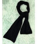 Lauren Ralph Lauren Winter Cable Knit Scarf Solid Black Lambswool Angora... - $39.60