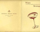 General Brock Hotel Wine and Beverages Menu 1953 Niagara Falls Ontario C... - $21.85