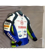 Yamaha Petronas Blue,White & Green Cowhide Leather Motorcycle Jacket CE- Armors - €128,80 EUR