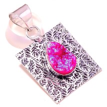 Pink Titanium Drusy Gemstone Black Friday Gift Pendant Jewelry 2" SA 3638 - £3.18 GBP