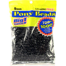 Opaque Pony Beads Black 6mm X 9mm - £19.22 GBP