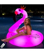 42&quot; Inflatable Flamingo Pool Float With Lights, Solar Powered Flamingo S... - $44.95