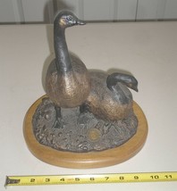 Ducks Unlimited Geese Goose Statue - Wood Base &amp; Metal Decoy - £142.96 GBP