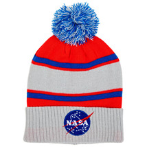 NASA Logo Cuff Pom Knit Beanie Multi-Color - £23.53 GBP