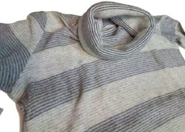 Sweater Woman Turtleneck Wool Blend Cashmere S/M Grey Striped Turtleneck Vintage - £46.42 GBP