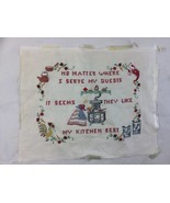 Vintage 50s Embroidered Cross Stitch Kitchen Best Poem UnFramed  13x10 - £17.68 GBP