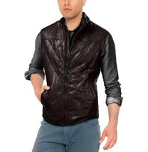 Classic Western Black Waistcoat Zipper Men Lambskin Leather Vest Coat Jacket - £84.43 GBP+