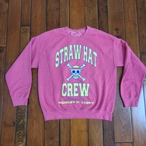 ONE PIECE Straw Hat Crew Sweatshirt Adult Large L Monkey D Luffy Skull Pink - $23.71