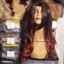 AMZCOS Long Wavy Black and Dark Red Ombre Wig for Women Two Tone Gradien... - £14.98 GBP