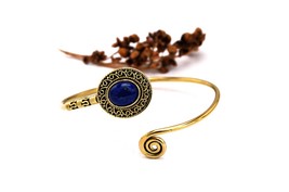 Tribal Banjara Bracelet with Lapis Lazuli Stone, Gypsy Indian Bangle for... - £17.54 GBP