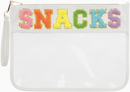 Snack Bag Clear Chenille Varsity Letter Zipper Pouch for Travel Clear Cosmetic B - £19.81 GBP