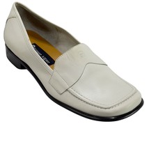 ETIENNE AIGNER Jannie Women&#39;s Ivory Leather Loafers Square Toe Heel Size 8W - £40.61 GBP