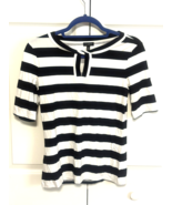 Talbots Black &amp; White Strip XS Womens 1/2 Sleeve Shirt Top Blouse - $16.72 CAD