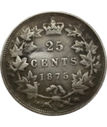 Canadá 25 centavos 1875 - Victoria Laureado Portrait (Restrike) - $18.56 CAD