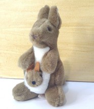 Kangaroo &amp; Joey Plush Toy 8&quot; Tall Brown Kangaroo Stuffed Animal By Real ... - $17.64