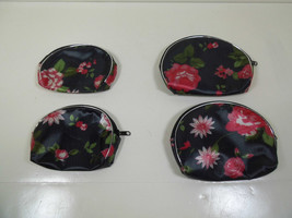 Lot of 5 Small Change Purses Black Floral Design Wallet Pocket Purse Wallets - £7.32 GBP