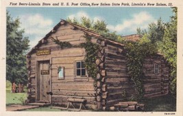 First Berry Lincoln Store &amp; US Post Office New Salem State Park IL Postcard D53 - £2.40 GBP