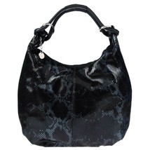 Studiomoda Italian Made Black Patent Leather Snakeskin Embossed Hobo Bag - £216.69 GBP