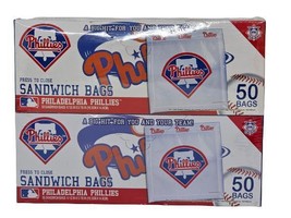 Philadelphia Phillies Sandwich Bags 2/50 Count Boxes 100 Total Genuine MLB RARE - £13.39 GBP