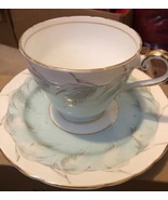 Vintage Aynsley Set Blue Wheat Sheath Demitasse Duo Coffee Cup Saucer C1456 - $8.99