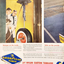 1956 Goodyear 3T Nylon Tubeless Tire Advertisement Automobilia Centerfol... - $29.99