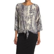 NWT Women Size Small Nordstrom Vince Camuto Snakeskin Print Tie Hem Blouse Top - £23.48 GBP