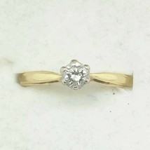 0.25 Karat Runde Moissanit Solitaire Verlobungsring 14K Gelbgold Versilbert - £64.05 GBP