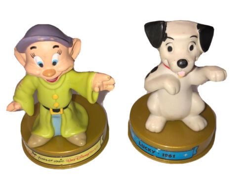 Dopey &amp; Lucky Mcdonalds Happy meal Toy Set Of 2 Figure W/ Base - $2.87