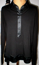 NWT New Womens Italy 48 Designer Marly&#39;s 19 81 Viscos Silk Polo Top Blac... - $485.10