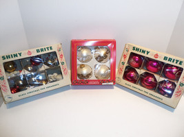 Vintage Lot Shiny Brite Christmas Tree Ornaments Balls w Snowman &amp; Reindeer - £52.00 GBP